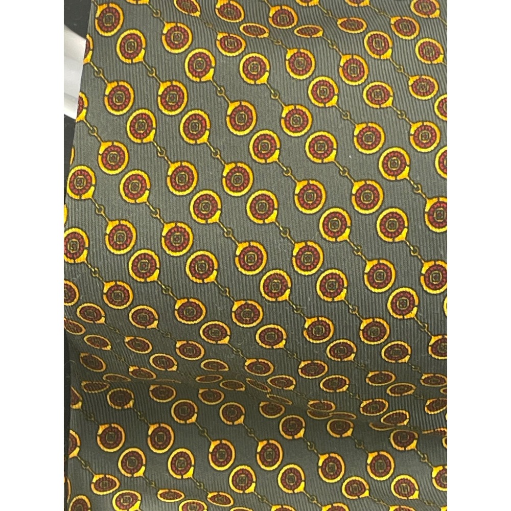 Vintage‎ Valentino Cravatte Silk Tie Gray Horsebit Medallion Geometric Italy - Picture 7 of 10